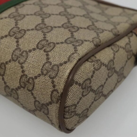 GUCCI GG Supreme Web Sherry Line Bag PVC Beige Brown - Picture 7 of 16